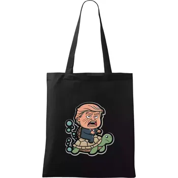 Nákupní taška Trump a želva - Taška bavlněná - 42 x 38 cm ( Černá )