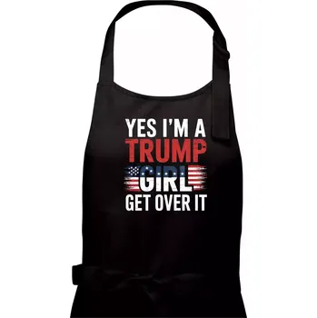 Kuchyňská zástěra Trump girl - Dámská zástěra na vaření - Univerzální velikost ( Černá )