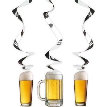 Vlajka Závěsné spirály Pivní sklenice – 3 ks