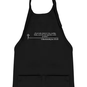 Kuchyňská zástěra Citáty z bible - 1 Korintským 13:13 - Dětská zástěra na vaření - Univerzální velikost ( Černá )