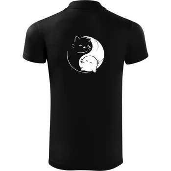 Pánská košile Kočky jin jang - Polokošile Victory sportovní (dresovina) - L ( Černá )