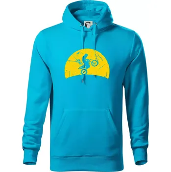 Pánská mikina Západ slunce kroska - Mikina pánská Cape s kapucí - 4XL ( Světlý tyrkys )