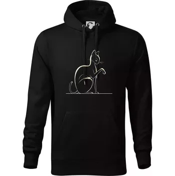 Pánská mikina Kočka nasvícená - Mikina pánská Cape s kapucí - XL ( Černá )