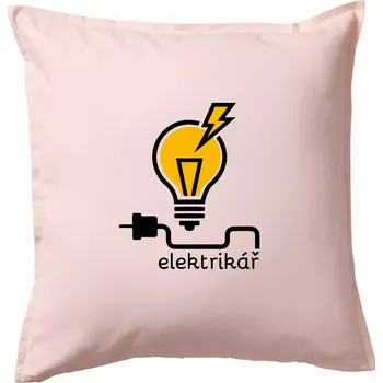Polštář Žárovka - elektrikář - Polštář 50x50 - 50x50 - Pouze potah ( Světle růžová )