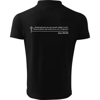 Pánská košile Citáty z bible - Jan 10:10 - Polokošile pánská Pique Polo 203 - 4XL ( Černá )