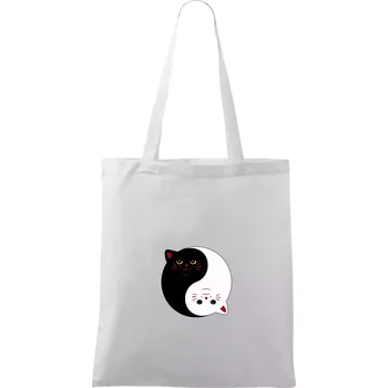 Kočky jin jang barevné - Taška bavlněná - 42 x 38 cm ( Bílá )