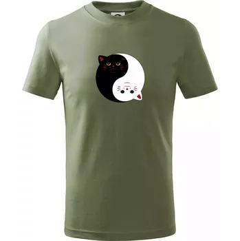 Chlapecké oblečení Kočky jin jang barevné - Tričko dětské bavlněné - 158 cm/12 let ( Khaki )