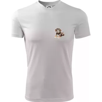 Lagotto romagnolo ležicí vyšívaný na prsu - Pánské triko Fantasy sportovní (dresovina) - S ( Bílá )