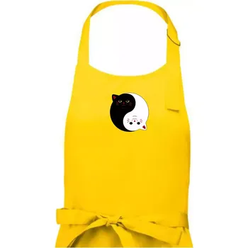 Kuchyňská zástěra Kočky jin jang barevné - Pánská zástěra na vaření - Univerzální velikost ( Žlutá )