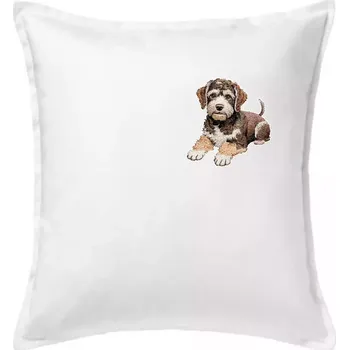 Polštář Lagotto romagnolo ležicí vyšívaný na prsu - Polštář 50x50 - 50x50 - Včetně výplně ( Bílá )