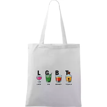 LGBT - Likér, Gin, Brandy, Tequila - Taška bavlněná - 42 x 38 cm ( Bílá )