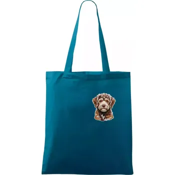 Lagotto romagnolo vyšívaná hlava na prsu - Taška bavlněná - 42 x 38 cm ( Petrolejová )