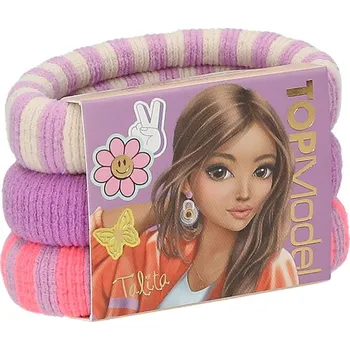 Sada tří širokých gumiček do vlasů Top Model, fialové odstíny