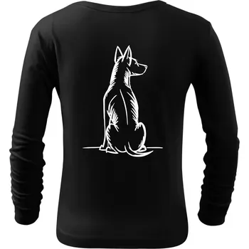 Chlapecké tričko Pes kreslený zezadu - Triko dětské Long Sleeve - 122 cm/6 let ( Černá )