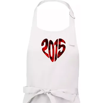 Kuchyňská zástěra 2015 v srdci - Dámská zástěra na vaření - Univerzální velikost ( Bílá )