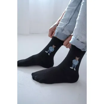 Sada pánského spodního prádla PÁNSKÉ PONOŽKY AVANGARD MEDVÍDEK V MODRÉ MIKINĚ 0125.109 černá 43-46