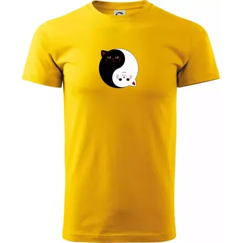 Pánské tričko Kočky jin jang barevné - Triko extra velké (5-8XL) - 7XL ( Žlutá )