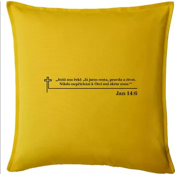 Polštář Citáty z bible - Jan 14:6 - Polštář 50x50 - 50x50 - Pouze potah ( Žlutá )