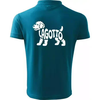 Pánská košile Lagotto nápis v těle - Polokošile pánská Pique Polo 203 - 4XL ( Tmavý tyrkys )