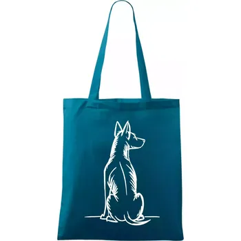 Pes kreslený zezadu - Taška bavlněná - 42 x 38 cm ( Petrolejová )