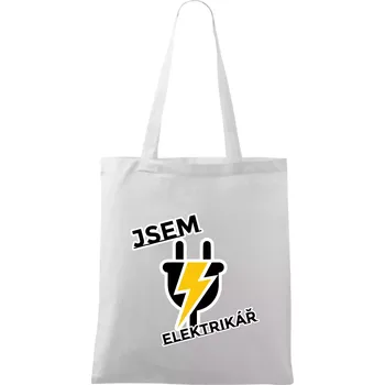 Zásuvka - jsem elektrikář - Taška bavlněná - 42 x 38 cm ( Bílá )