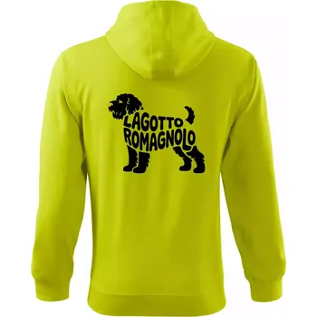 Pánská mikina Lagotto romagnolo nápis v těle - Mikina s kapucí na zip trendy zipper - M ( Limetková )