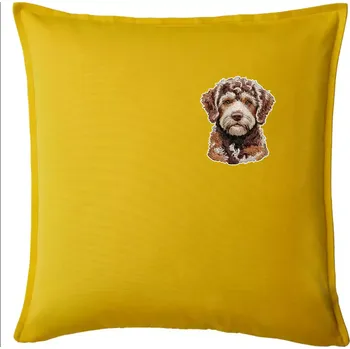 Polštář Lagotto romagnolo vyšívaná hlava na prsu - Polštář 50x50 - 50x50 - Pouze potah ( Žlutá )