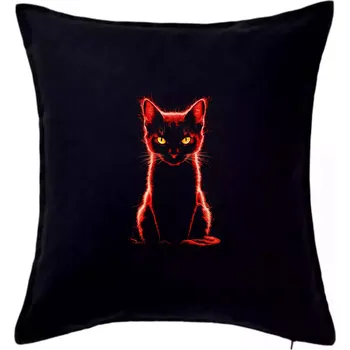 Polštář Ohnivá kočka červená - Polštář 50x50 - 50x50 - Pouze potah ( Černá )