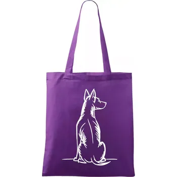 Pes kreslený zezadu - Taška bavlněná - 42 x 38 cm ( Fialová )