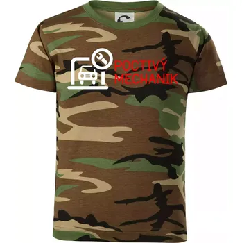 Chlapecké tričko Poctivý mechanik - Dětské maskáčové triko - 134 cm/8 let ( Hnědý maskáč )