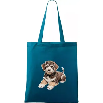 Lagotto romagnolo vyšívaný velký - Taška bavlněná - 42 x 38 cm ( Petrolejová )