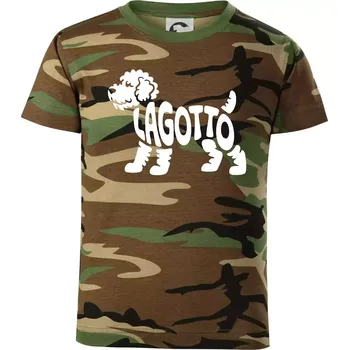Lagotto nápis v těle - Dětské maskáčové triko - 104-110cm / 3-4 roky ( Hnědý maskáč )