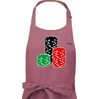 Kuchyňská zástěra Poker žetony - Dámská zástěra na vaření - Univerzální velikost ( Starorůžová )