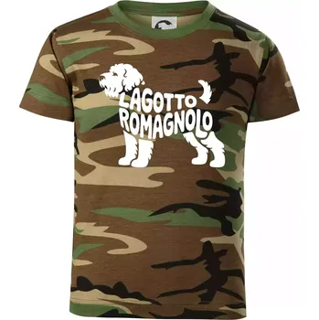 Chlapecké tričko Lagotto romagnolo nápis v těle - Dětské maskáčové triko - 146 cm/10 let ( Hnědý maskáč )
