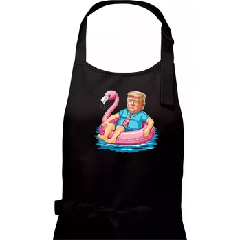 Kuchyňská zástěra Trump a plameňák - Pánská zástěra na vaření - Univerzální velikost ( Černá )