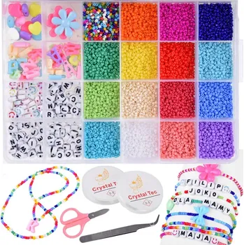 dětská sada na výrobu šperků Sada korálků na náramky a šperky pro děti – DIY kreativní box