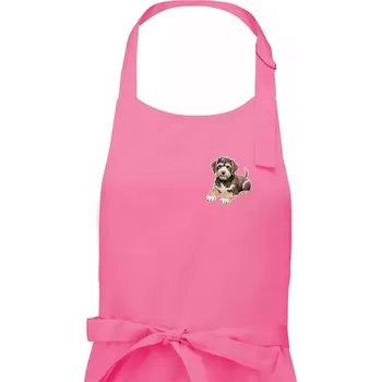 Kuchyňská zástěra Lagotto romagnolo ležicí vyšívaný na prsu - Dámská zástěra na vaření - Univerzální velikost ( Růžová )