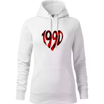 Dámská mikina 1990 v srdci - Mikina dámská Cape s kapucí - M ( Bílá )
