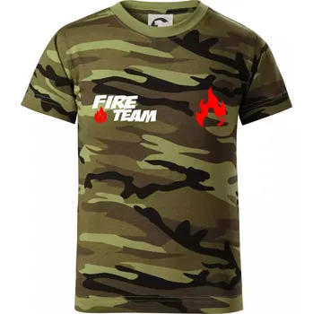 Chlapecké oblečení Fire Team plamen - Dětské maskáčové triko - 134 cm/8 let ( Zelený maskáč )