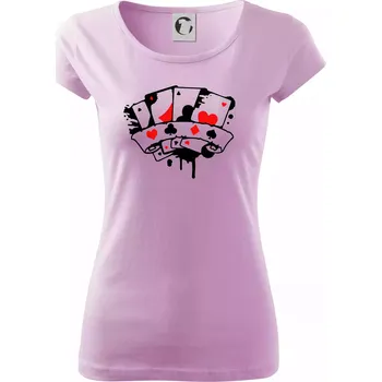 Dámské tričko Poker splash 4 karty - Dámské triko Pure - XS ( Orchid )