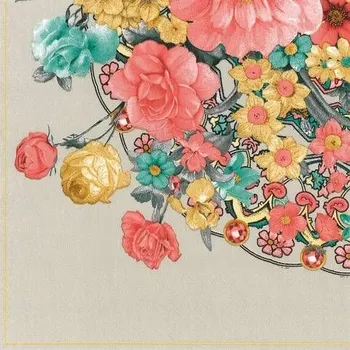 Papírový kapesník Ubrousky MAKI L (20ks) Bunch of Flowers with Mandala Warm Grey