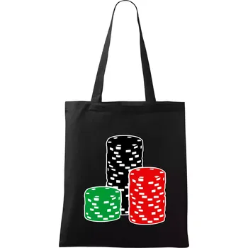 Nákupní taška Poker žetony - Taška bavlněná - 42 x 38 cm ( Černá )