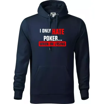 Pánská mikina Hate poker - Mikina pánská Cape s kapucí - 5XL ( Námořní modrá (velmi tmavá - téměř černá) )