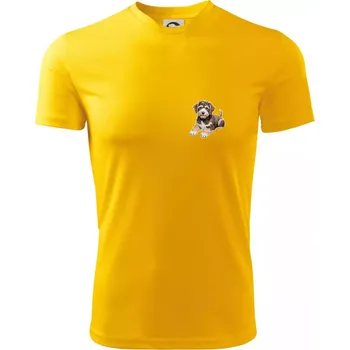 Chlapecké tričko Lagotto romagnolo ležicí vyšívaný na prsu - Dětské triko sportovní (dresovina) - 122 cm/6 let ( Žlutá )