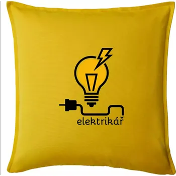 Polštář Žárovka - elektrikář - Polštář 50x50 - 50x50 - Pouze potah ( Žlutá )