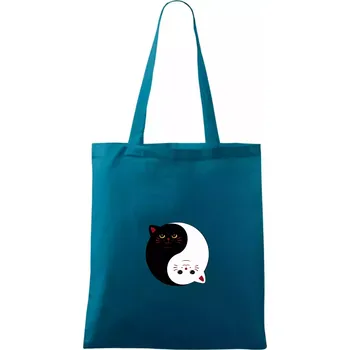 Kočky jin jang barevné - Taška bavlněná - 42 x 38 cm ( Petrolejová )
