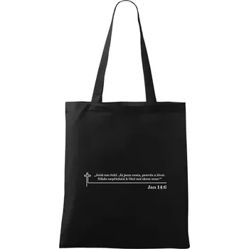 Citáty z bible - Jan 14:6 - Taška bavlněná - 42 x 38 cm ( Černá )