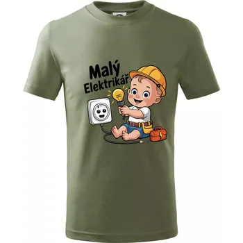 Dětská móda Malý elektrikář - veselá zásuvka - Tričko dětské bavlněné - 134 cm/8 let ( Khaki )