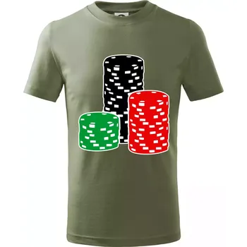 Dětská móda Poker žetony - Tričko dětské bavlněné - 122 cm/6 let ( Khaki )