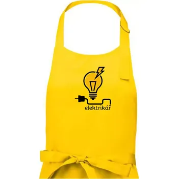 Kuchyňská zástěra Žárovka - elektrikář - Pánská zástěra na vaření - Univerzální velikost ( Žlutá )